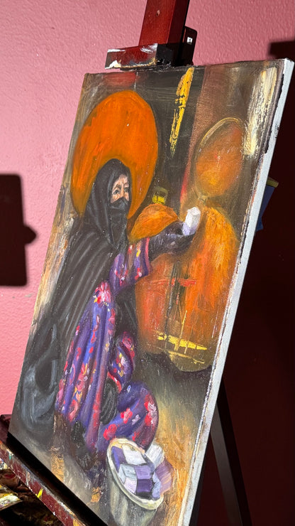Side view of Found in the Medina showing the 1.5 inch canvas depth